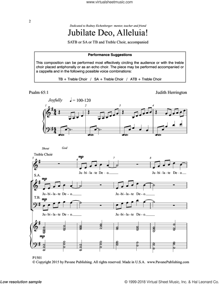 Jubilate Deo, Alleluia! sheet music for choir (SATB: soprano, alto, tenor, bass) by Judith Herrington, intermediate skill level