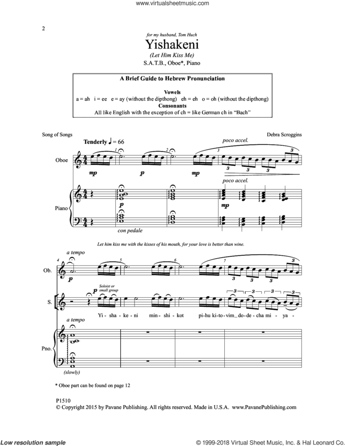 Yishakeni sheet music for choir (SATB: soprano, alto, tenor, bass) by Debra Scroggins and Song of Songs, intermediate skill level