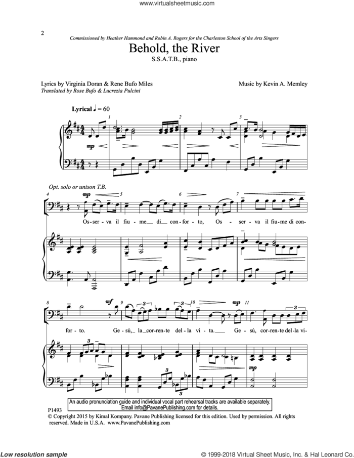 Behold the River sheet music for choir (SSATB) by Kevin A. Memley and Virginia Doran & Rene Bufo Miles, intermediate skill level