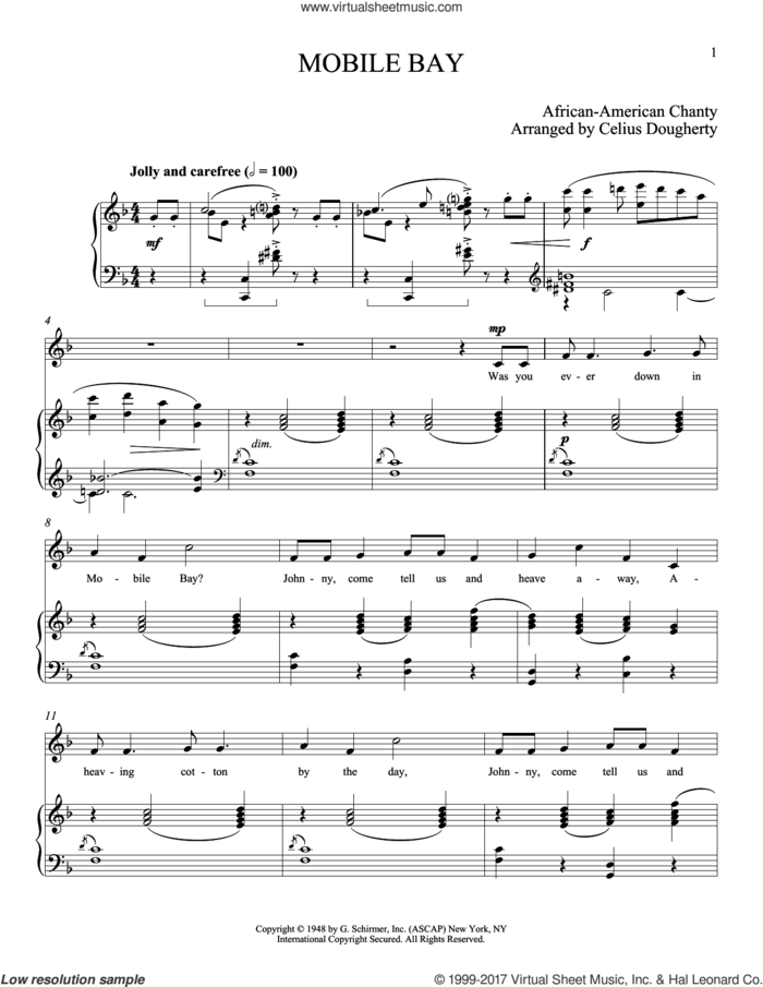 Mobile Bay sheet music for voice and piano (Tenor) by Celius Dougherty, classical score, intermediate skill level