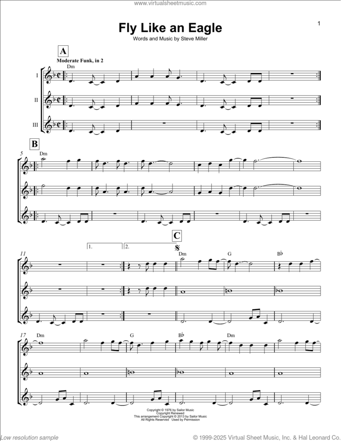 Fly Like An Eagle sheet music for ukulele ensemble by Steve Miller Band, Manuel Seal and Steve Miller, intermediate skill level