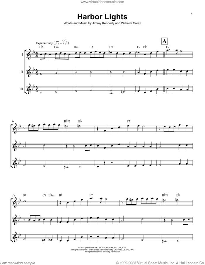 Harbor Lights sheet music for ukulele ensemble by Jimmy Kennedy, Willie Nelson and Will Grosz, intermediate skill level