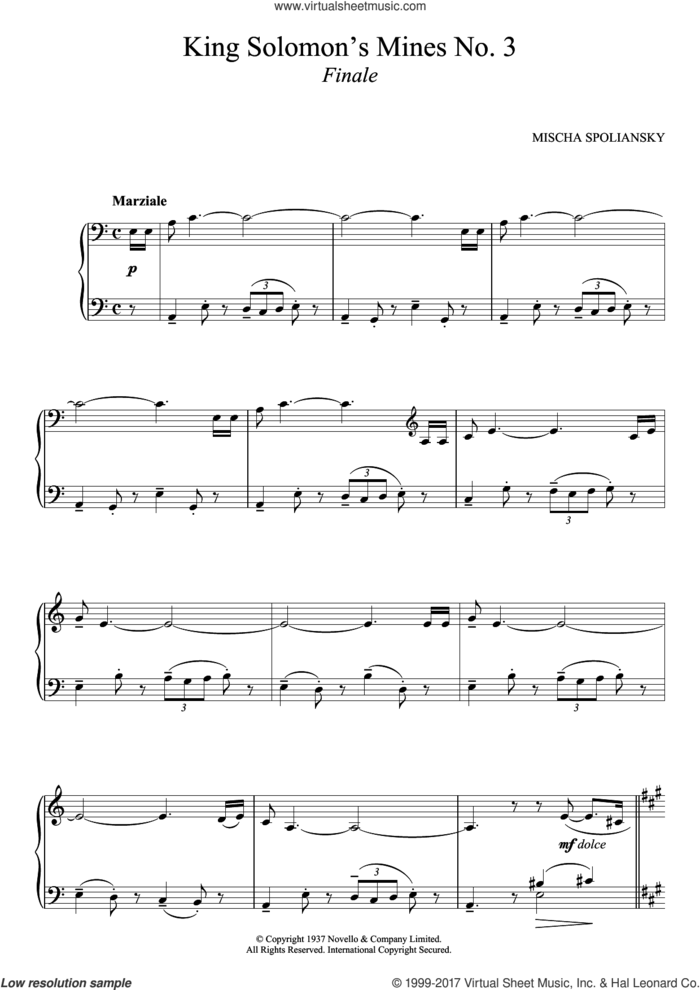 King Solomon's Mines 3. Finale sheet music for piano solo by Mischa Spoliansky, classical score, intermediate skill level
