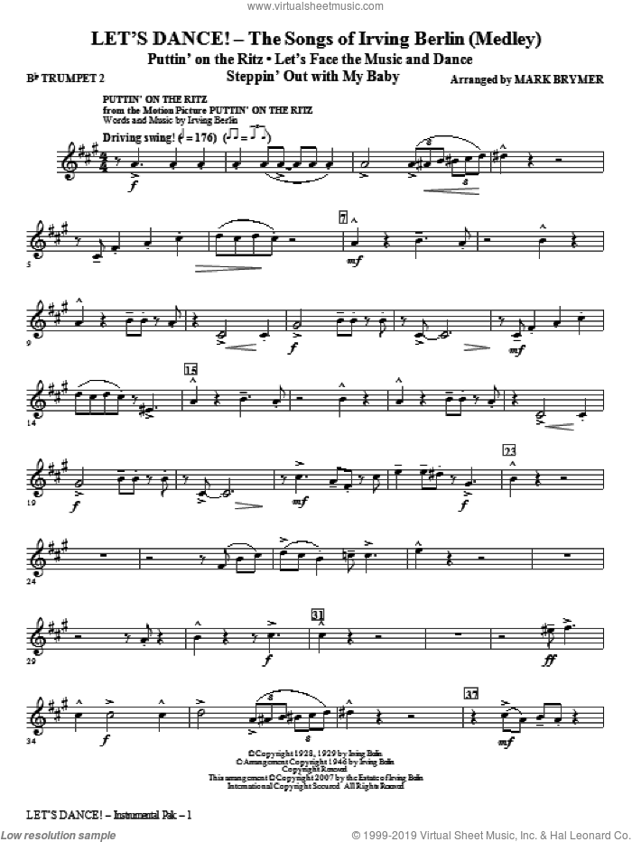 Let's Dance!, the songs of irving berlin (medley) sheet music for orchestra/band (Bb trumpet 2) by Irving Berlin and Mark Brymer, intermediate skill level