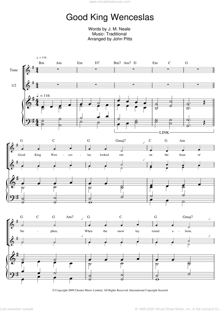 Good King Wenceslas sheet music for recorder solo by John Mason Neale and Miscellaneous, intermediate skill level