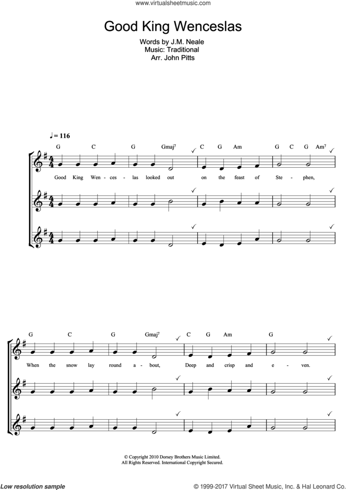 Good King Wenceslas sheet music for recorder solo by John Mason Neale and Miscellaneous, intermediate skill level