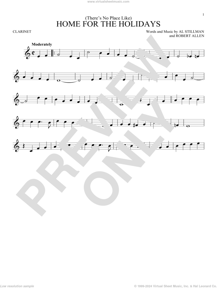 (There's No Place Like) Home For The Holidays sheet music for clarinet solo by Perry Como, Al Stillman and Robert Allen, intermediate skill level