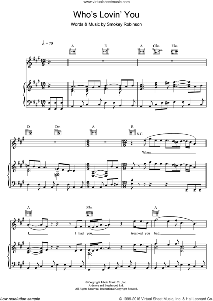 Who's Lovin' You sheet music for voice, piano or guitar by Michael Buble, intermediate skill level