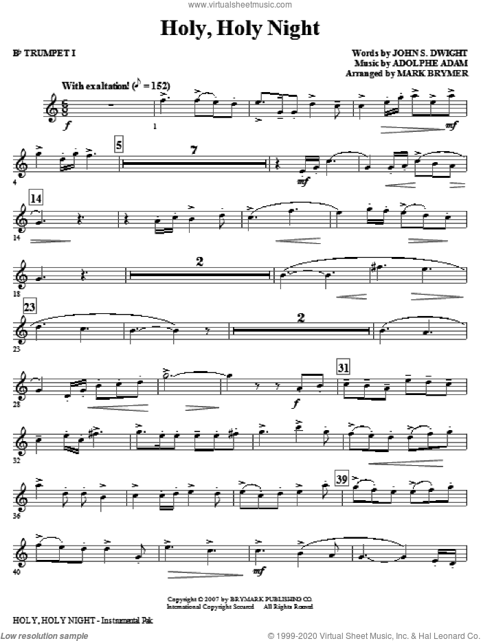 Holy, Holy Night (complete set of parts) sheet music for orchestra/band by Adolphe Adam, John S. Dwight and Mark Brymer, intermediate skill level