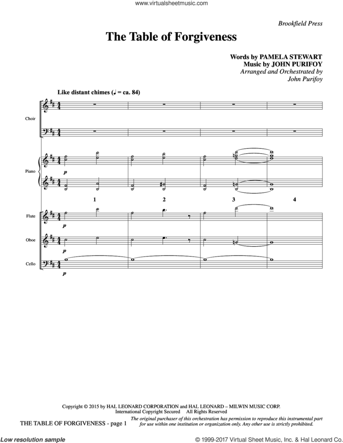 The Table of Forgiveness (COMPLETE) sheet music for orchestra/band by John Purifoy and Pamela Stewart, intermediate skill level