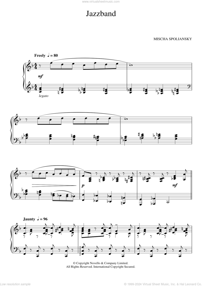 Jazzband sheet music for piano solo by Mischa Spoliansky, classical score, intermediate skill level