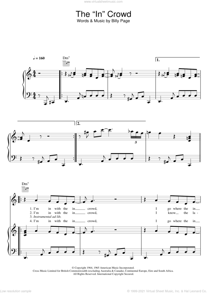 The 'In' Crowd sheet music for voice, piano or guitar by Gregory Porter and Billy Page, intermediate skill level