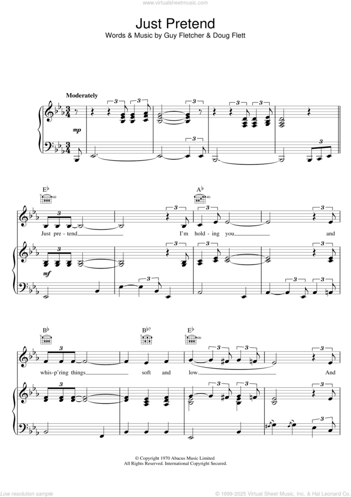 Just Pretend sheet music for voice, piano or guitar by Elvis Presley, Doug Flett and Guy Fletcher, intermediate skill level