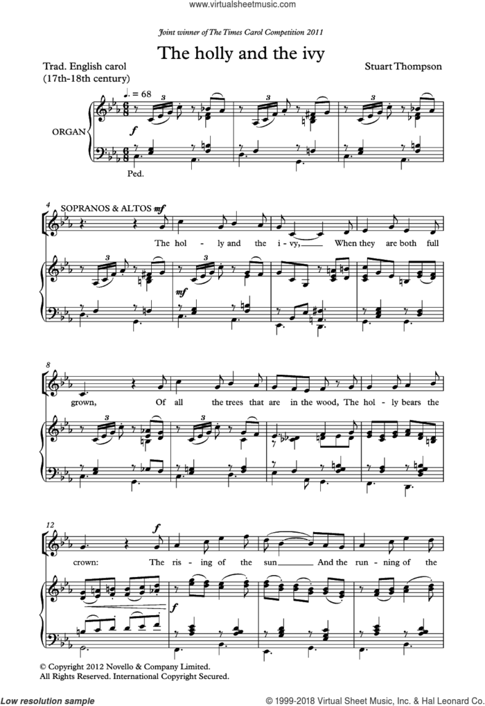 The Holly And The Ivy sheet music for choir (SATB: soprano, alto, tenor, bass) by Stuart Thompson and Miscellaneous, classical score, intermediate skill level