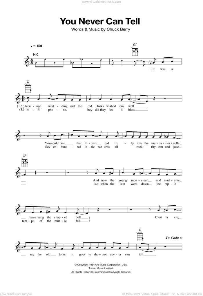 You Never Can Tell sheet music for ukulele by Chuck Berry, intermediate skill level