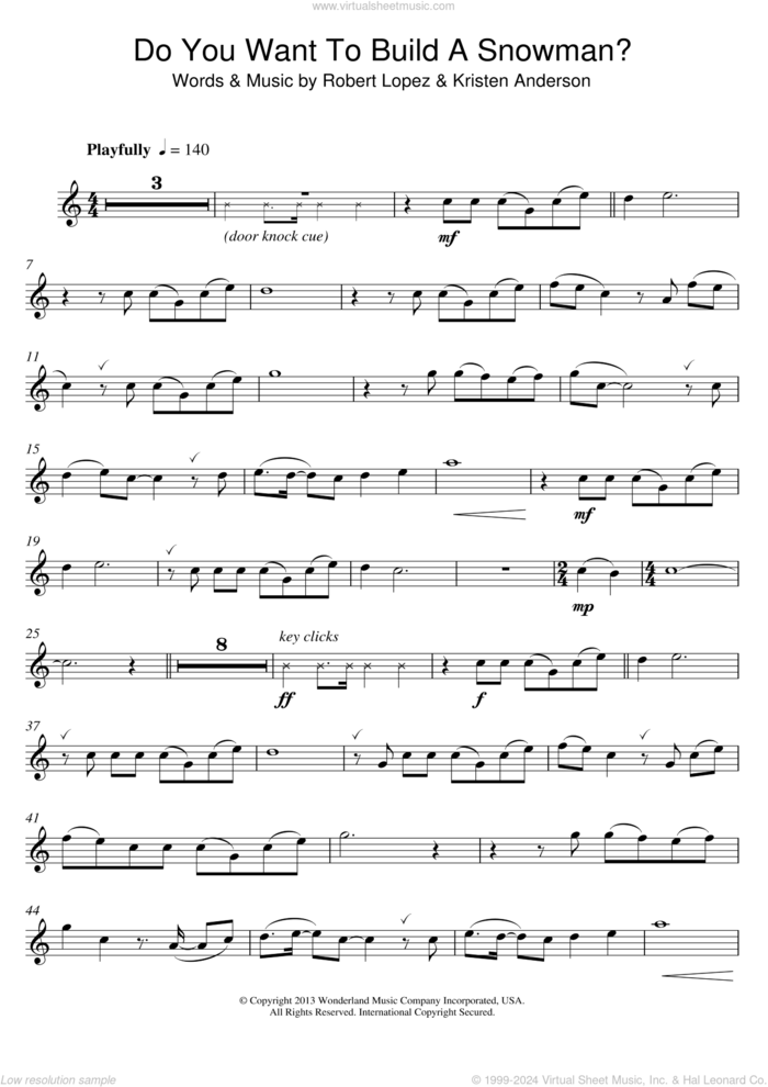 Do You Want To Build A Snowman? (from Frozen) sheet music for alto saxophone solo by Kristen Bell, Agatha Lee Monn & Katie Lopez, Kristen Bell, Kristen Anderson, Kristen Anderson-Lopez and Robert Lopez, intermediate skill level