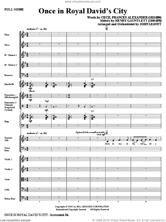 Once in Royal David's City (COMPLETE) sheet music for orchestra/band (chamber ensemble) by John Leavitt, Cecil Alexander and Henry Gauntlett, intermediate skill level