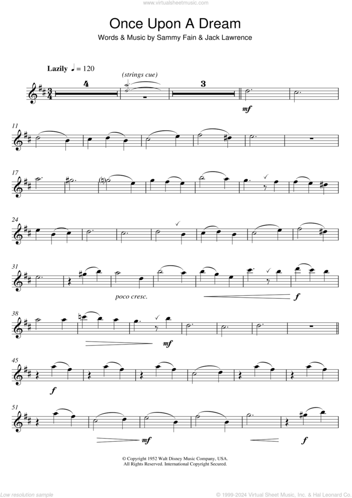 Once Upon A Dream sheet music for alto saxophone solo by Lana Del Rey, Jack Lawrence and Sammy Fain, intermediate skill level