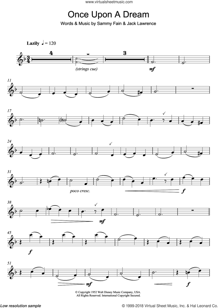 Once Upon A Dream sheet music for flute solo by Lana Del Rey, Jack Lawrence and Sammy Fain, intermediate skill level