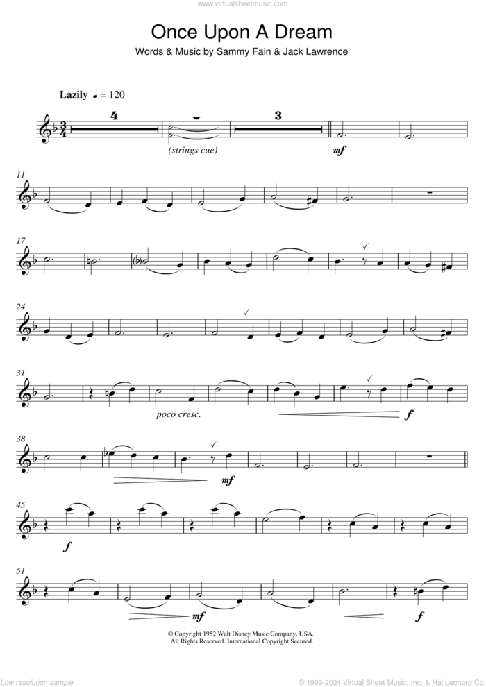 Once Upon A Dream sheet music for flute solo by Lana Del Rey, Jack Lawrence and Sammy Fain, intermediate skill level