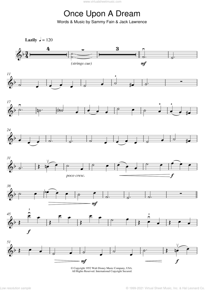 Once Upon A Dream sheet music for violin solo by Lana Del Rey, Jack Lawrence and Sammy Fain, intermediate skill level