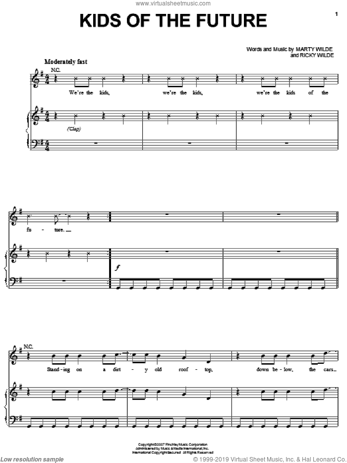 Kids Of The Future sheet music for voice, piano or guitar by Jonas Brothers, Meet The Robinsons (Movie), Marty Wilde and Ricky Wilde, intermediate skill level