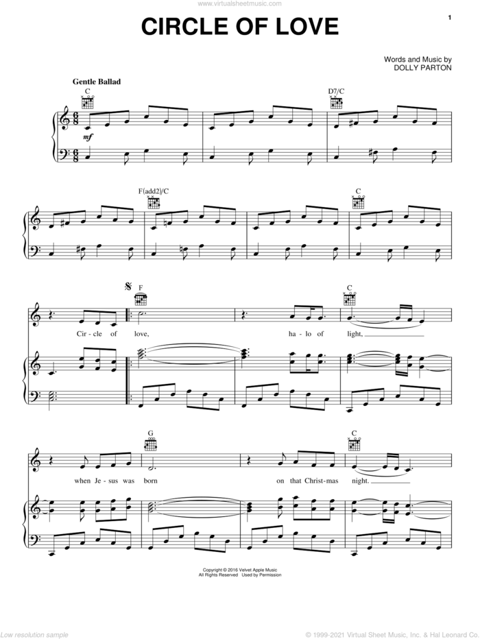 Circle Of Love sheet music for voice, piano or guitar by Jennifer Nettles and Dolly Parton, intermediate skill level