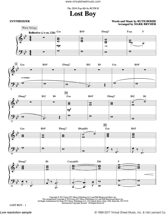 Lost Boy (arr. Mark Brymer) (complete set of parts) sheet music for orchestra/band by Mark Brymer, Ruth B and Ruth Berhe, intermediate skill level