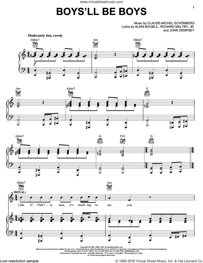 Boys'll Be Boys (from The Pirate Queen) sheet music for voice, piano or guitar by Claude-Michel Schonberg, The Pirate Queen (Musical), Alain Boublil, Boublil and Schonberg, John Dempsey and Richard Maltby, Jr., intermediate skill level