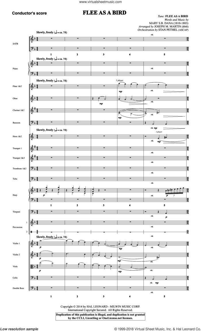 Flee As a Bird (COMPLETE) sheet music for orchestra/band by Joseph M. Martin and Mary S. B. Dana, intermediate skill level