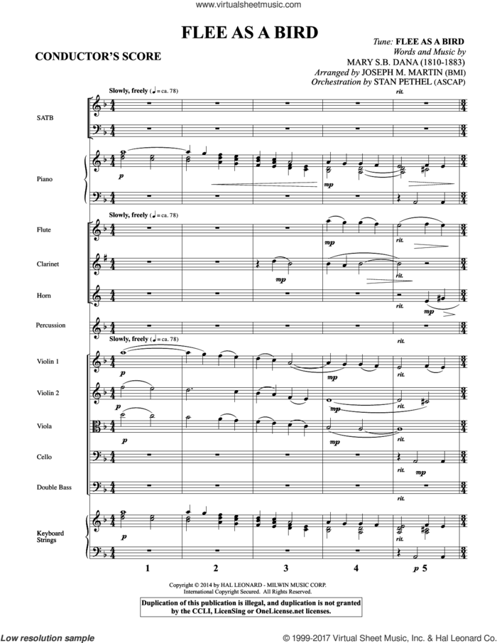 Flee As a Bird (COMPLETE) sheet music for orchestra/band by Joseph M. Martin and Mary S. B. Dana, intermediate skill level