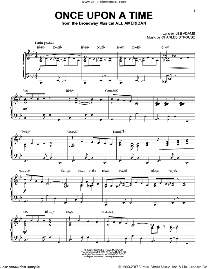 Once Upon A Time [Jazz version] sheet music for piano solo by Charles Strouse and Lee Adams, intermediate skill level