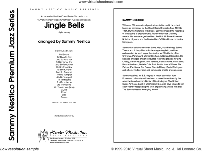 Jingle Bells (COMPLETE) sheet music for jazz band by Sammy Nestico, intermediate skill level
