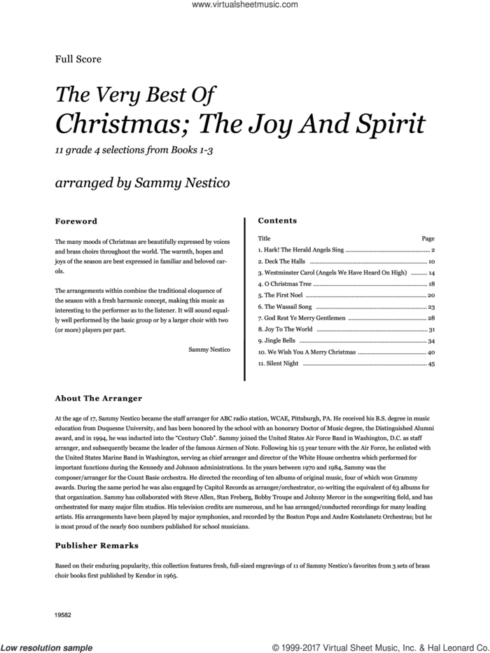 Very Best Of Christmas; The Joy And Spirit (Books 1-3) (COMPLETE) sheet music for brass ensemble by Sammy Nestico, intermediate skill level
