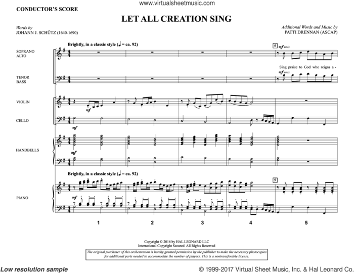 Let All Creation Sing (COMPLETE) sheet music for orchestra/band by Patti Drennan and Johann Schutz and Johann Schutz, intermediate skill level