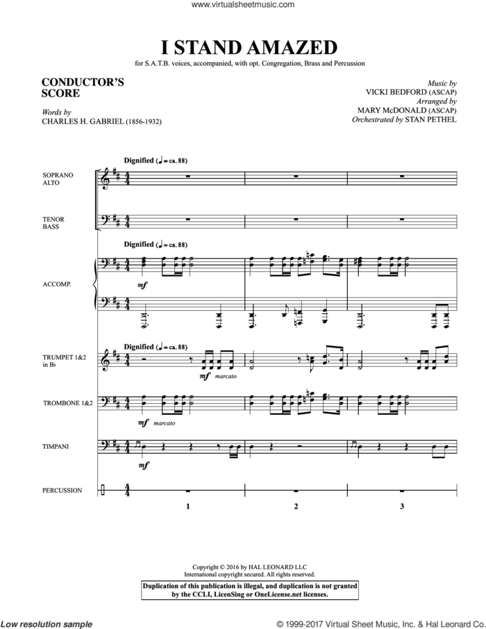 I Stand Amazed (arr. Mary McDonald) (COMPLETE) sheet music for orchestra/band by Charles H. Gabriel, Mary McDonald and Vicki Bedford, intermediate skill level