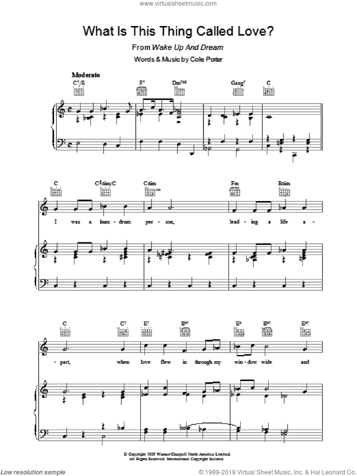 What Is This Thing Called Love? sheet music for voice, piano or guitar by Cole Porter, intermediate skill level