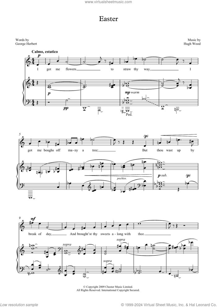 Easter (tenor and piano) sheet music for voice and piano by Hugh Wood and George Herbert, classical score, intermediate skill level