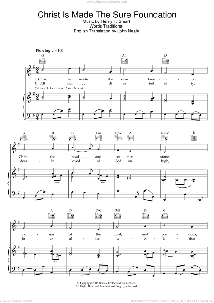 Christ Is Made The Sure Foundation sheet music for voice, piano or guitar by Henry T. Smart and Miscellaneous, intermediate skill level