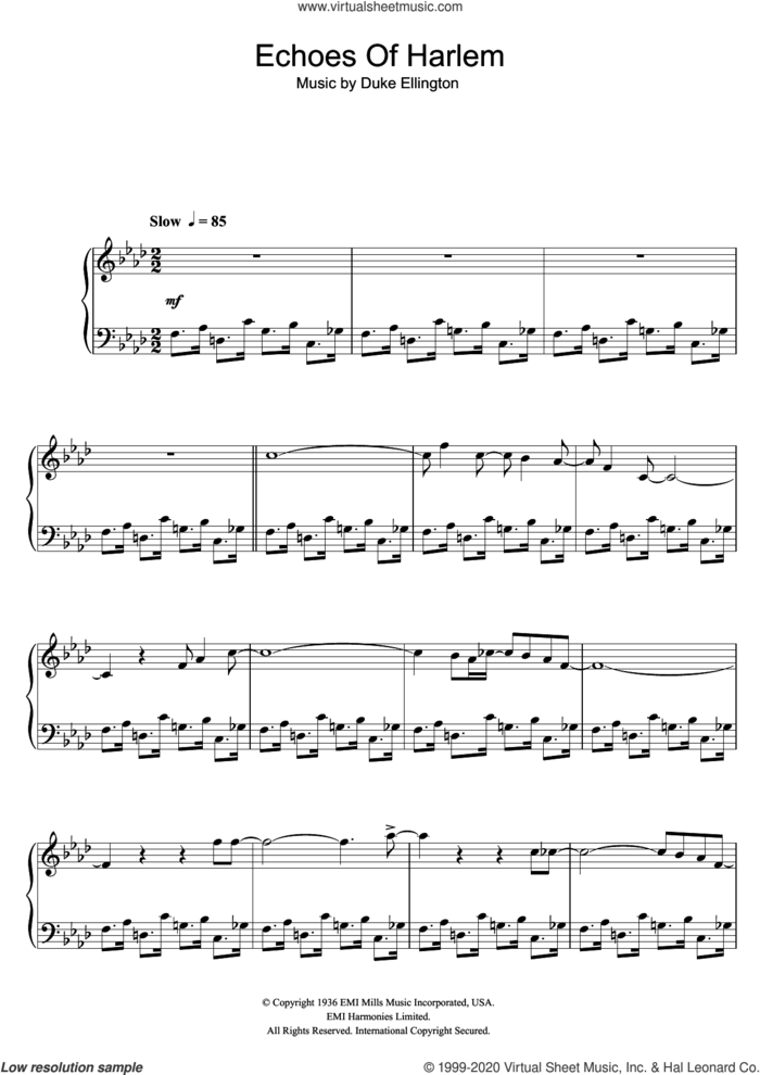 Echoes Of Harlem sheet music for voice, piano or guitar by Duke Ellington, intermediate skill level