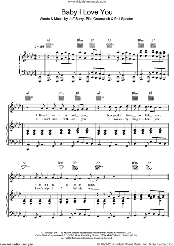 Pursuit distortion Adviser Ramones - Baby I Love You sheet music for voice, piano or guitar