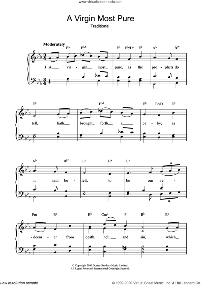 A Virgin Most Pure sheet music for voice and piano, intermediate skill level