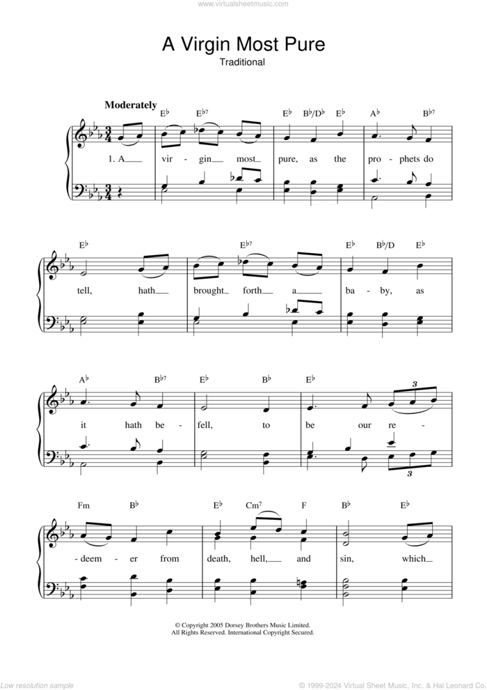 A Virgin Most Pure sheet music for voice and piano, intermediate skill level