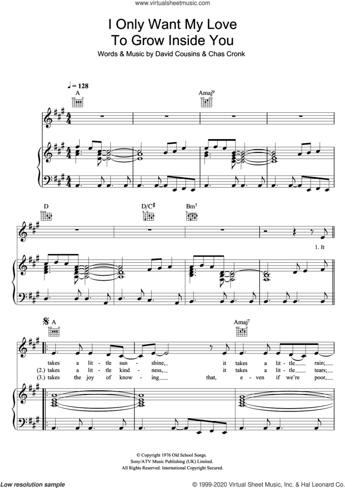 I Only Want My Love To Grow In You sheet music for voice, piano or guitar by The Strawbs, Chas Cronk and David Cousins, intermediate skill level