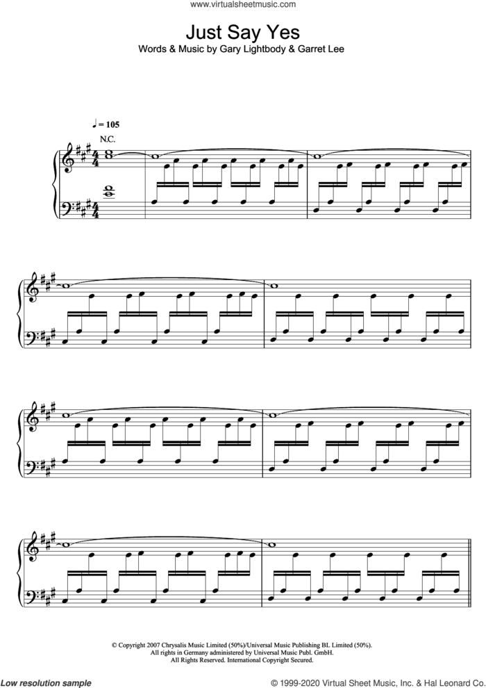 Just Say Yes sheet music for voice, piano or guitar by Snow Patrol, Garret Lee and Gary Lightbody, intermediate skill level
