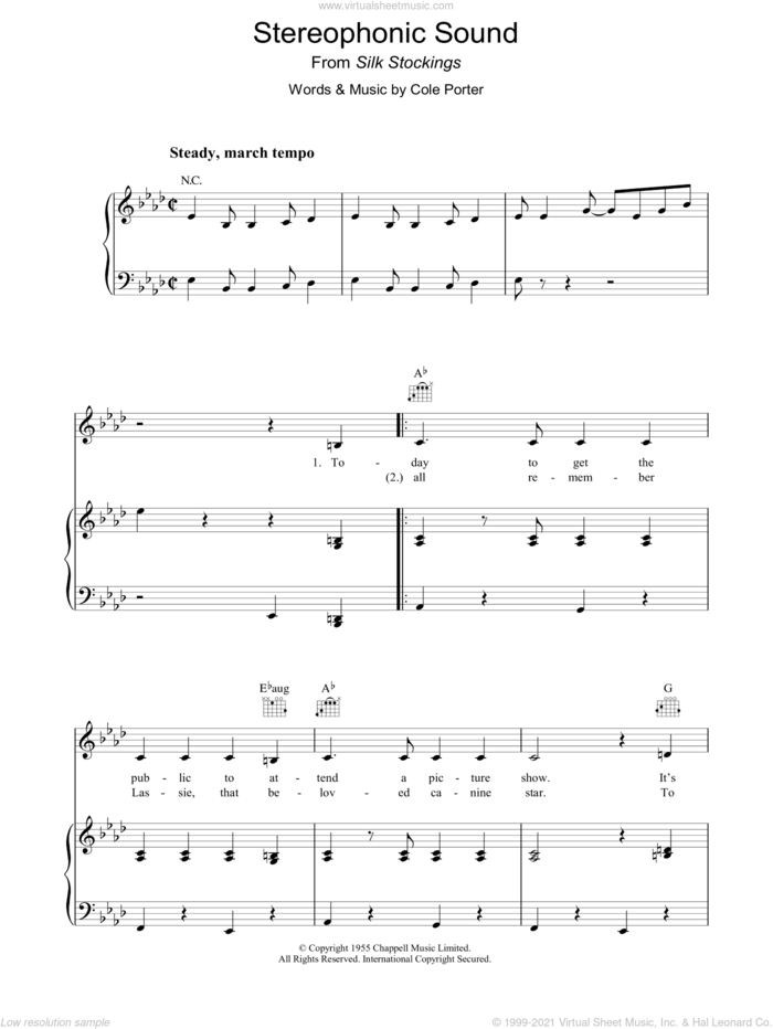 Stereophonic Sound sheet music for voice, piano or guitar by Cole Porter, intermediate skill level