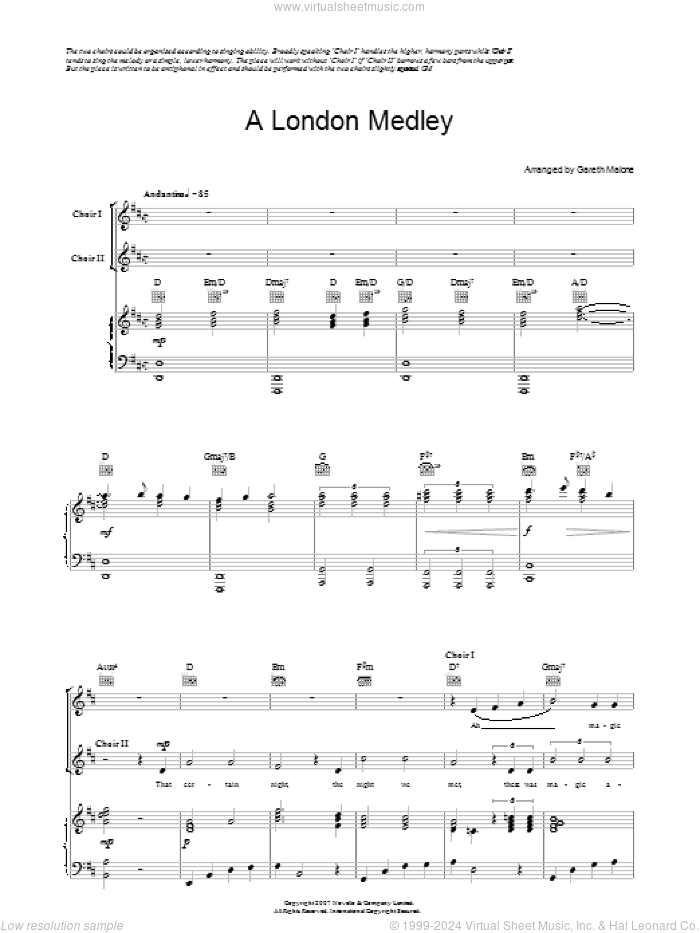 A London Medley (for the Sing London! Festival) sheet music for voice, piano or guitar by Gareth Malone, intermediate skill level