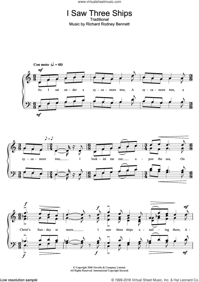 I Saw Three Ships sheet music for choir (SATB: soprano, alto, tenor, bass) by Richard Bennett and Anonymous, intermediate skill level