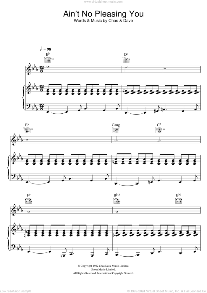 Ain't No Pleasing You sheet music for voice, piano or guitar by Chas & Dave, Chas and Dave, intermediate skill level