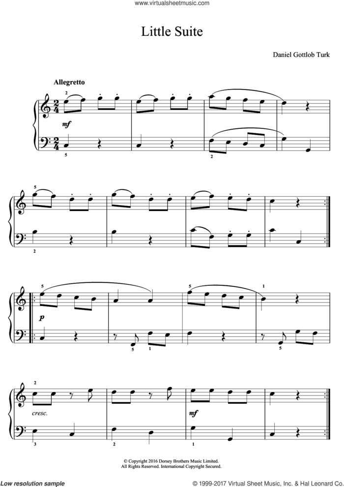 Little Suite sheet music for piano solo by Daniel Gottlob Turk and Daniel Gottlob Turk, classical score, easy skill level